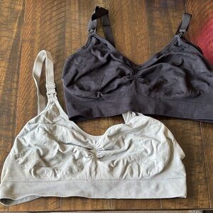 Set of 2 Black and Gray Nursing/Pumping Bras XL